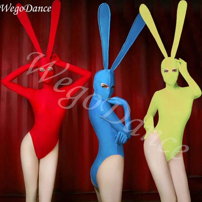 

Jazz Dance Costumes Women Bunny Girl Bodysuit Costume Sexy Singer Female Dj Ds Gogo Birthday Stage Outfits Show Clothes