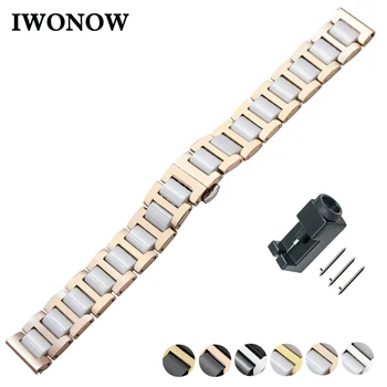 

Ceramic + Stainless Steel Watch Band 20mm for Motorola Moto 360 2 42mm Men 2015 Quick Release Strap Butterfly Buckle Bracelet