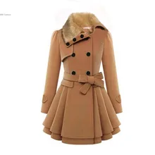 Новая модная женская двубортная Толстая куртка-Тренч из искусственного меха