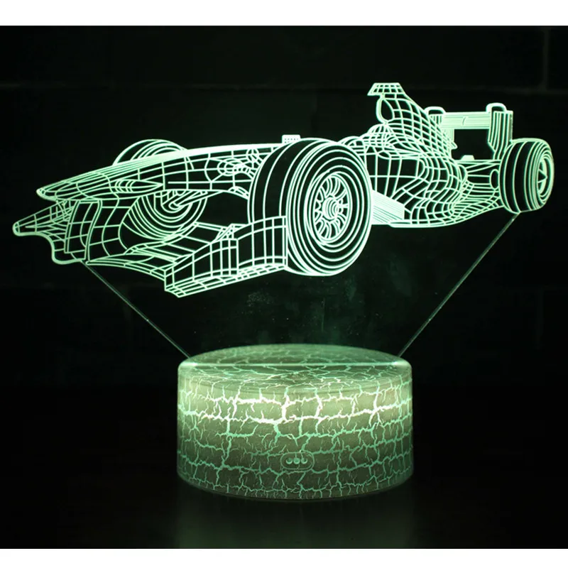 Крутая супер Автомобильная 3D визуальная лампа светится в темноте гоночный
