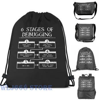 

Funny graphic print shoulder Bags women 6 Stages Of Debugging Computer Programming (2) Single shoulder backpack travel men