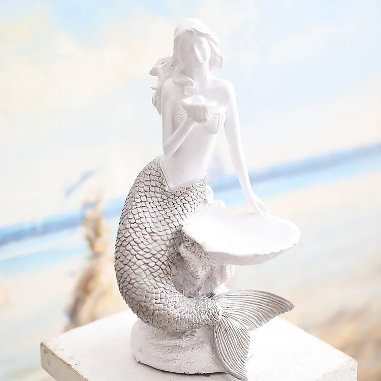 Креативная статуя русалки из смолы в виде ракушки, жемчуга, домашний декор, украшение для комнаты, для учебы, офиса, винтажный Океанский Коралл, статуэтка, украшения