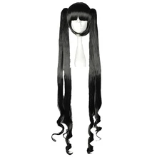 MCOSER 100 см длинные вьющиеся синтетические Косплей волосы с двумя хвостиками черного цвета высокотемпературные волокна WIG-580A