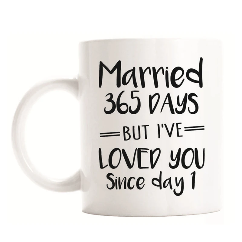 1st Wedding Anniversary Gift For Him Married 365 Days Black Coffee Mug 