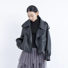 Женская куртка из натуральной кожи с длинным рукавом размера плюс, пальто из натуральной кожи, женская одежда