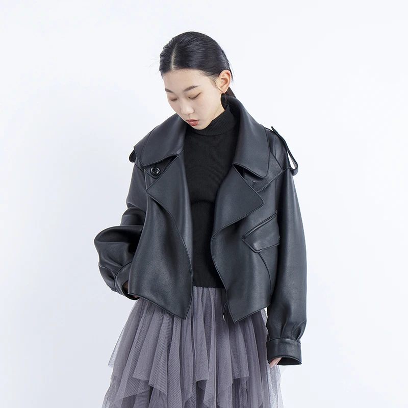 

Genuine leather jacket women full sleeve plus size coat real sheeoskin leather clothes female ladies 2019