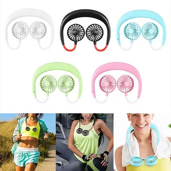 

Hot New Neckband Double Fan Mini USB Portable Handsfree Sports Fan for Outdoor HY99 AP13