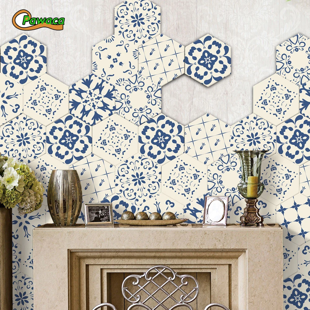 10PCS Retro Style PVC Floor Stickers Waterproof Non Slip Wallpaper