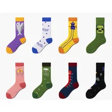 Забавные носки в стиле хип-хоп с изображением робота; креативные жаккардовые кавайные Носки с рисунком; женские повседневные разноцветные уличные носки в стиле Харадзюку