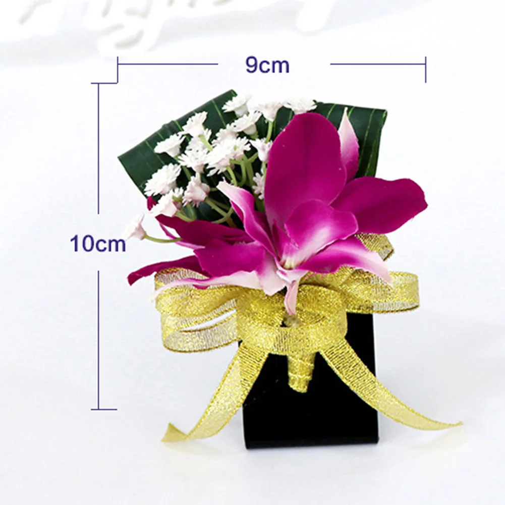 

Simulation Flowers Corsage Grooms Men Bride Boutonniere Pin Wedding Flower E2S