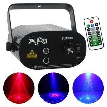 

Mini 9 Patterns Blue Red LED Lens Lights Effect Portable Projector 3W Disco DJ Party Show Club Laser Stage Lighting SL09RB