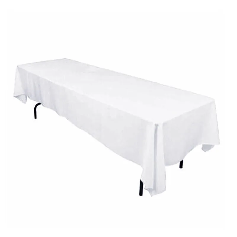 

High Quality White Polyester Plain Rectangle Tablecloth For Wedding Event Hotel Banquet Decoration Rectangular Table Cloth Cover