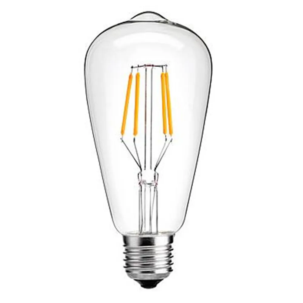 Светодиодная лампочка E27 AC220V ST64 Ретро лампа накаливания Эдисона лампа Теплый/Холодный белый 2 Вт/4 Вт/6 Вт/8 Вт прозрачное Стекло оболочки 360 градусов Угловое освещение