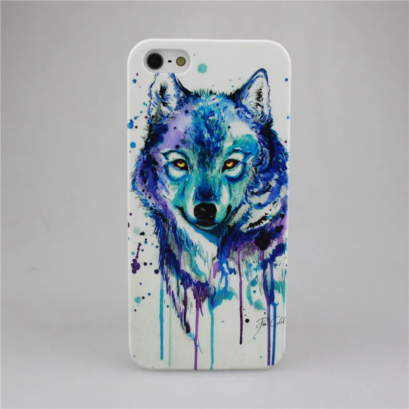

Watercolor Wolf High Definition Printing PC Hard Case Cover For Apple iPhone 4 4S 5 5S 5C 6 6S 6 Plus 6SPlus