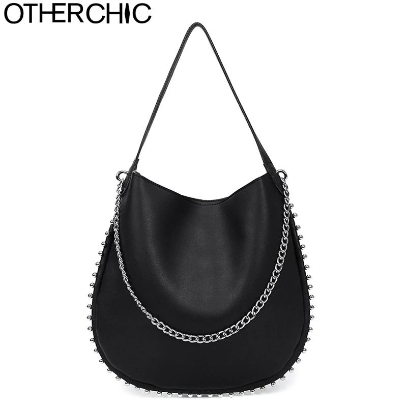 

OTHERCHIC New Arrival 2018 Brand Women Handbag Shoulder Bag Chain Stud Crossbody Hobo Bag Purse Large Rivet Drop Shipping 8N0501