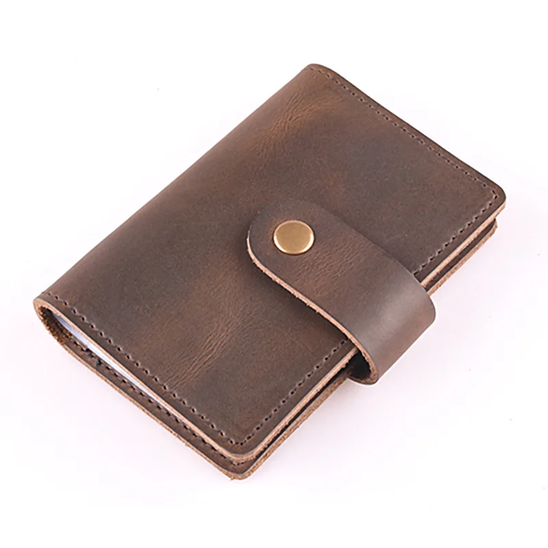 24 card slots handmade genuine leather namecard holder men
