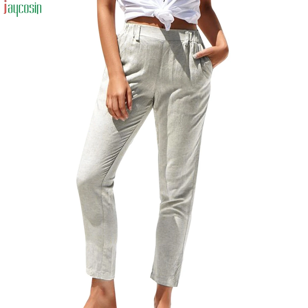 

JAYCOSIN fashion Women Pants female Pure Color High Waist Pocket loose Long Pants Women Easy Trousers streetwear Pockets 2019
