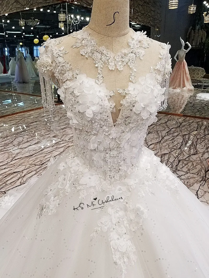Vestido de Noiva Casamento свадебные платья принцессы с цветами винтажное бальное платье невесты китайское кружевное свадебное платье с блестками