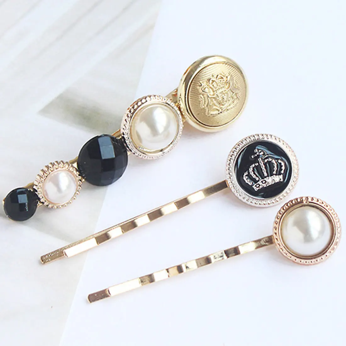 

Vintage Hairpins Resin Imitation Pearl Small Fresh Hairpins Rhinestone Metal Hair Clips Crystal Floral Head wear Girls Hairpins