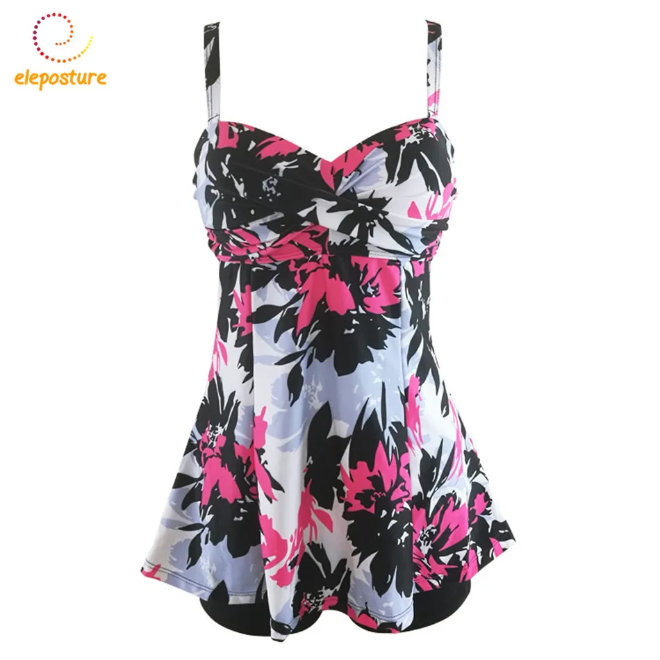 Online 2019 bademode Frauen Tankini Badeanzüge Floral Print Badeanzug Vintage Retro Hohe Taille Badeanzüge Strand Tragen Schwimmen Anzug XL