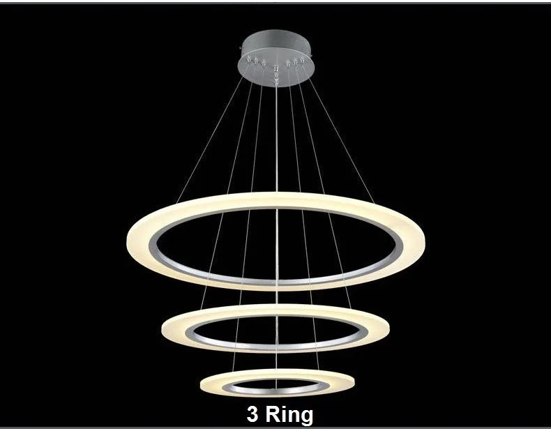 3/2/1 кольцо Алюминий Акрил светодиодный потолочный светильник Гостиная Спальня кабинет лампа офис и коммерческого освещения chandelier90-240V