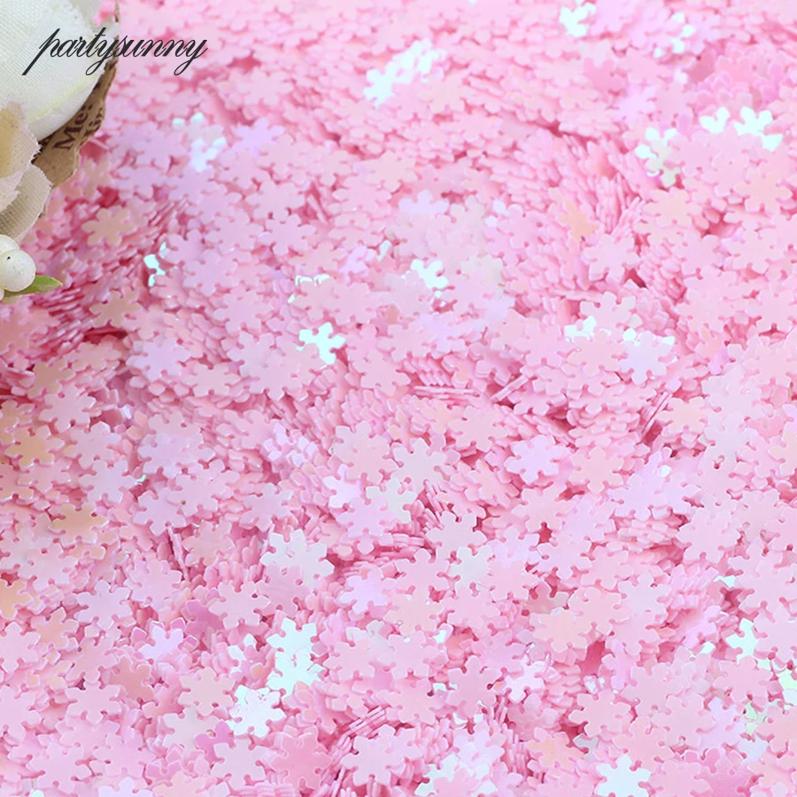 White Snowflake Sequin 4mm Flat Round Loose Sequins PVC Paillettes Sewing For DIY Christmas Wedding Craft Home Decoration