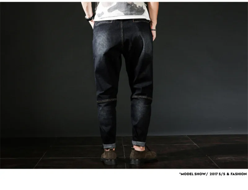 Джинсы мужские шаровары Новые повседневные брюки джинсовые штаны модные свободные Vaqueros винтажные шаровары с поясом с эластичной резинкой на талии размера плюс L-6XL
