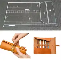 1set DIY Leather Handmade Craft Penbag case Sewing Pattern Acrylic Stencil Template 310x210mm Pitch-row 4mm