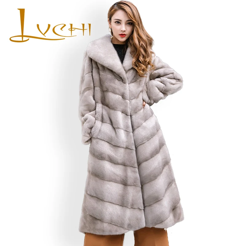 LVCHI vrouwen Winter Jas 2019 Swallowtail Stijl Elegante Fluwelen Echt Bont Nertsen Casual Losse Maxi Turn-down Kraag OL Overjas LVCHI vrouwen Winter Jas 2019 Swallowtail Stijl Elegante Fluwelen Echt Bont Nertsen Casual Losse Maxi Turn-down Kraag OL Overjas