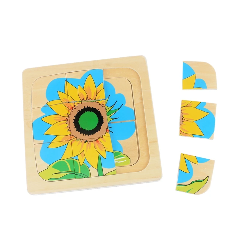 

Montessori Materials Wood Toys Kids Baby Toy Infant Toddler Life Cycle of Sunflower Puzzles Jingsaw Preschool Brinquedos Juguets