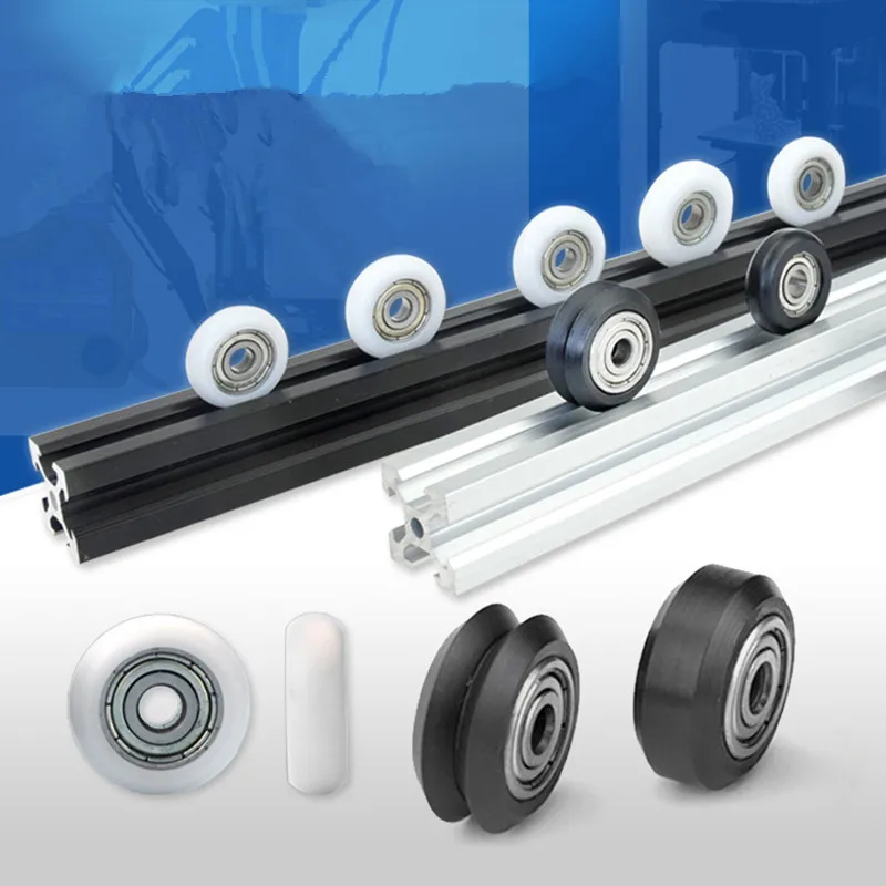 10pcs Round Belt Pulley Rubber Wheel Bearing Openbuilds European Standard 2020 Aluminum Rail