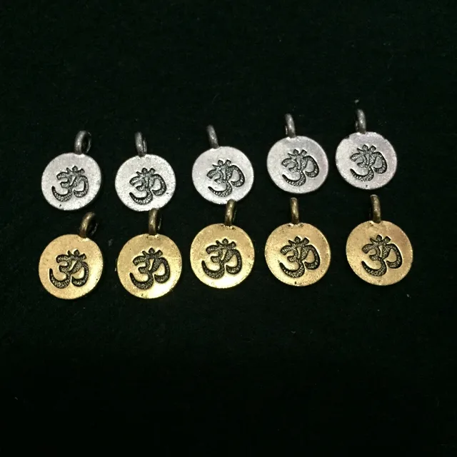 In Stock Ohm Aum Symbol Yoga Letter Printed Charm Antique Silver In Stock Ohm Aum Symbol Yoga Letter Printed Charm Antique Silver Gold Tone Tierra Budda For Diy Making Jewelry
