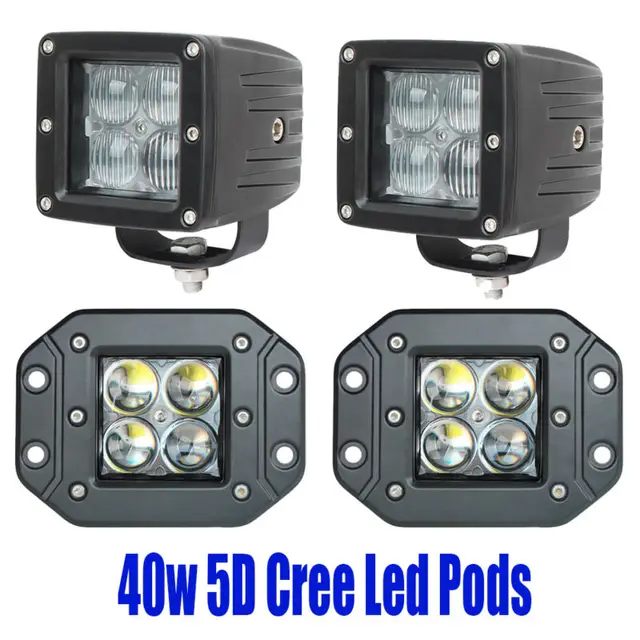 2 stks 5D 40 W Led Inbouw Pod Led Rijden Werklamp Lamp Off Road Spot ... 2 stks 5D 40 W Led Inbouw Pod Led Rijden Werklamp Lamp Off Road Spot ...
