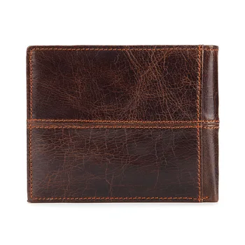 

2019 New luxury multi-card position wallet top layer cowhide men vintage style high quality short Oil wax cowhide wallet