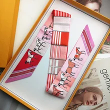 88 см яркая роскошь весна лето шаблон лошадь Печать Леди Шелковый Riband сумки шарф маленькая лента для волос бандажный платок