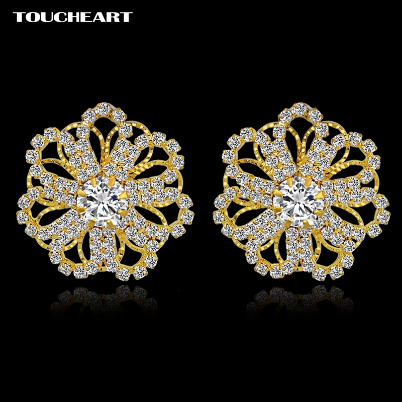 

TOUCHEART Gold Plated Earrings Fashion Jewelry Classic Wedding Crystal Flower Earrings For Women Boucle d'Oreille SER140387