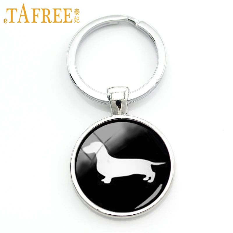 

TAFREE Cute Dachshund key chain vintage minimalist hunter hound silhouette art keychain lovely pet dog profile jewelry KC354