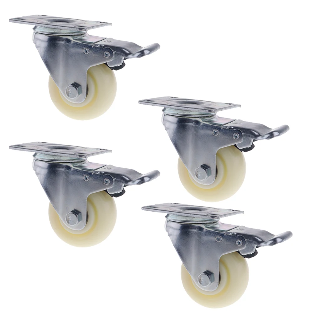

4PCS Pack 3 Inch White PP Swivel Plate Caster Wheels 90kg 200lbs With Brake