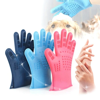 

Dog Grooming Glove For Pet Cats Hair Deshedding Brush Comb Glove For Pet Dog Finger Cleaning Massage Glove For Animal