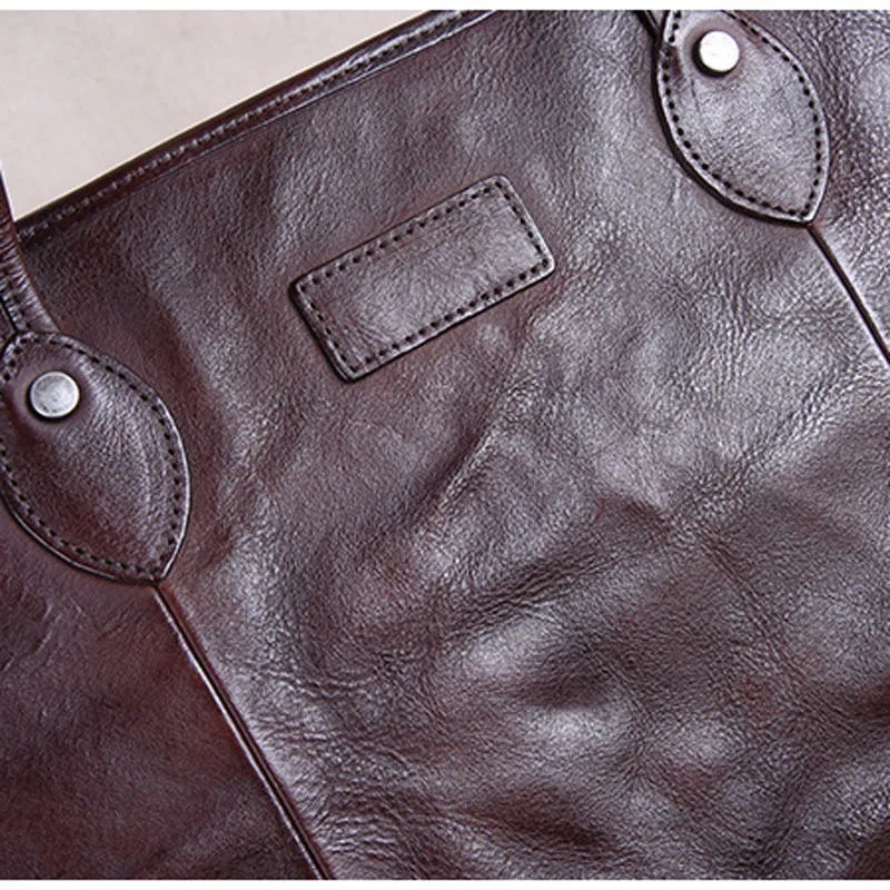 AETOO Leather handbag big bag first layer cowhide simple tote bag soft leather retro art large capacity shoulder shopping bag