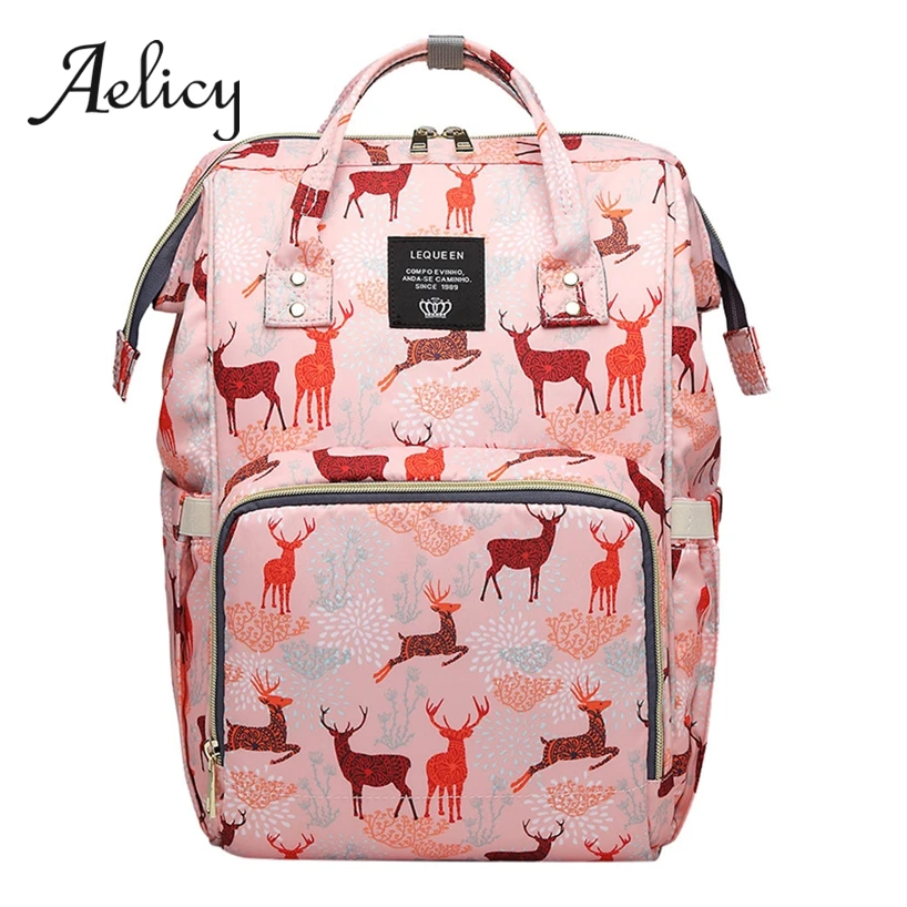 

Aelicy Mummy Bag Printing Satchel For Baby Bottle Nappy Large Capacity Nursing Bag Diaper Oxford Cloth Backpack Waterproof