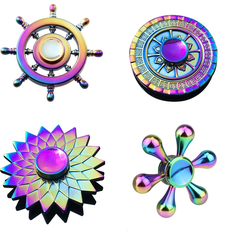 Spinning Top Fidget Spinner Electroplated Metal Color EDC ABS Hand Spinner Cube Anti Stress To