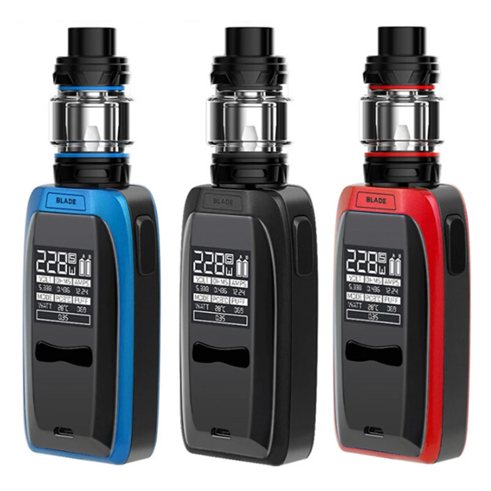 

Original ATVS 228W Blade Warrior Box Mod kit With 5ml 510 Tank Electronic Cigarette 18650 Battery Vape e-Cigarette Hookah vapor