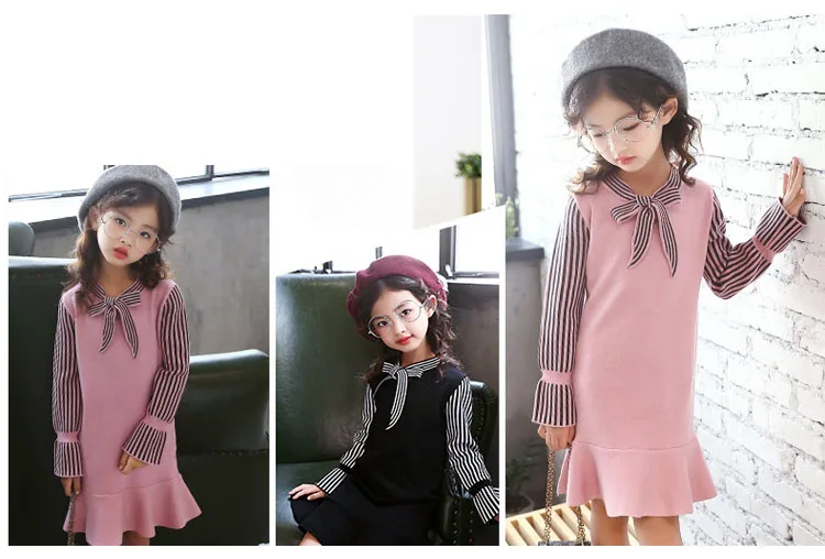 school knitting girls dress long sleeve autumn sweater kids clothes big little girl clothing children dresses size 14 10 12 8 9  5 6 7 8 9 10 11 12 13 14 15 16 years little teenage big girls dress winter girls dresses girl autumn clothing (1 (7)