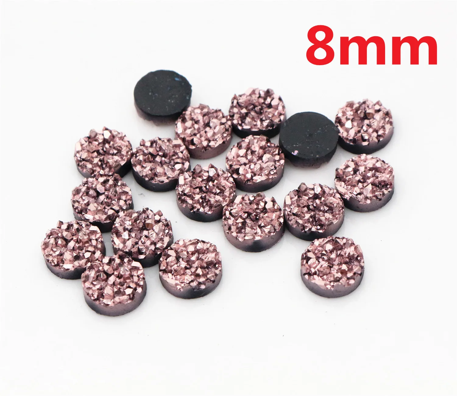 

New Fashion 40pcs 8mm Rose Gold Colors Natural ore Style Flat back Resin Cabochons For Bracelet Earrings accessories-V3-17