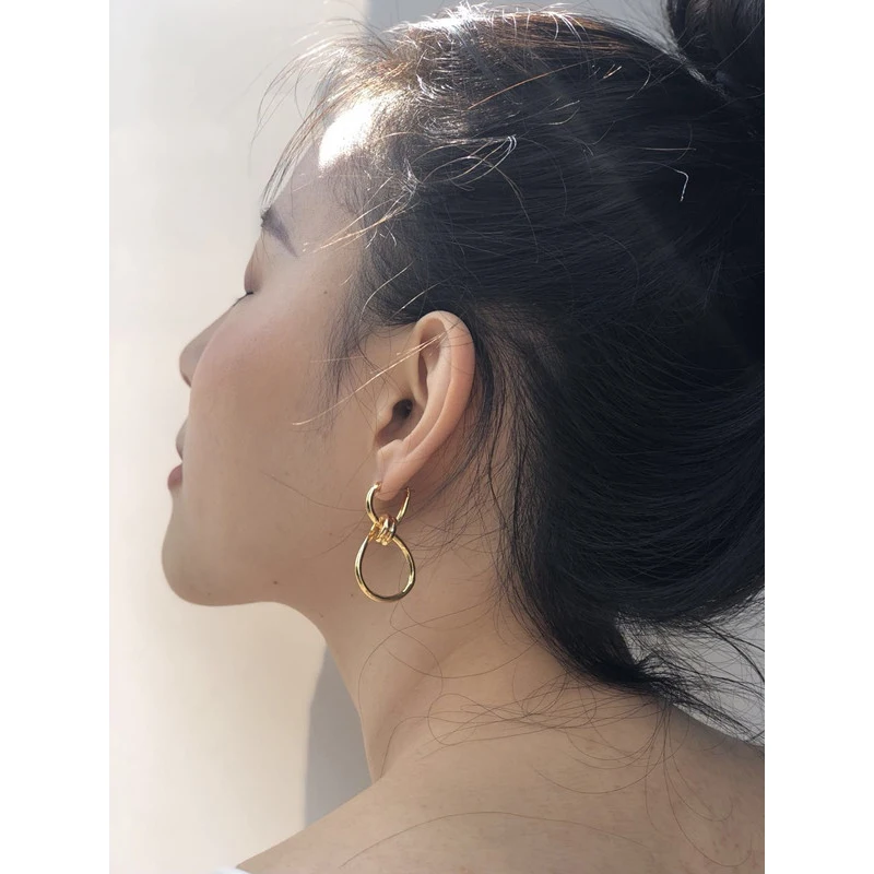 Peri'sBox шикарные золотые металлические 8 серьги в форме фигурного кольца для женщин минималистичные серьги «узел» геометрические витые Серьги Bijoux