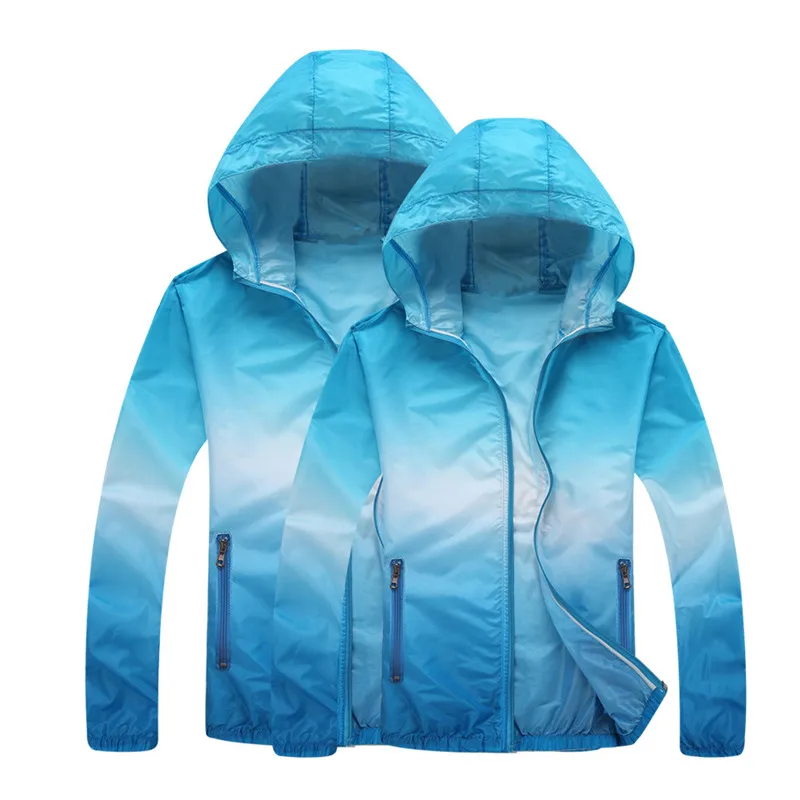 

Vertvie Running Jackets for Women Men Lovers Quick Dry Sun Protection Gradient Printed Thin Skin Sport Jacket Hooded Cardigan