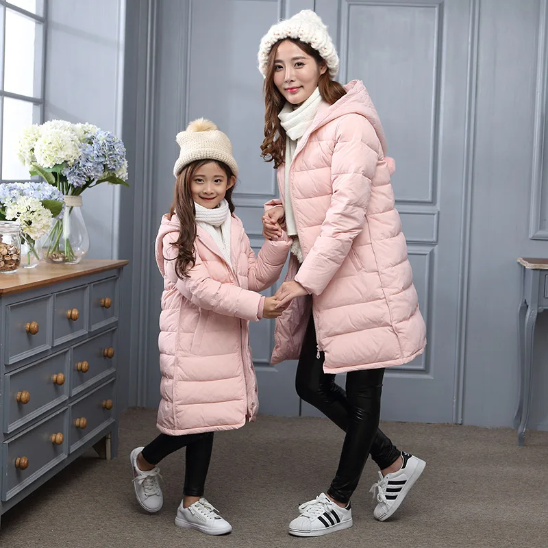 

Free shipping thick hood winter outerwear for monther and daugter winter family clothes set clothes set