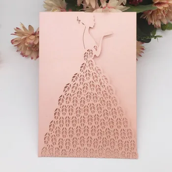 

20pcs/lot Wholesale and Retail Hollow Beautiful Girl Wedding Invitation Cards Sweet Engagement Invitations Birthday Party