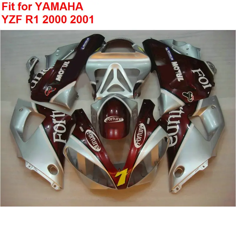 

Motorcycle plastic fairings for Yamaha YZF R1 00 01 silver red motorcycle fairing kit YZF R1 2000 2001 FG09